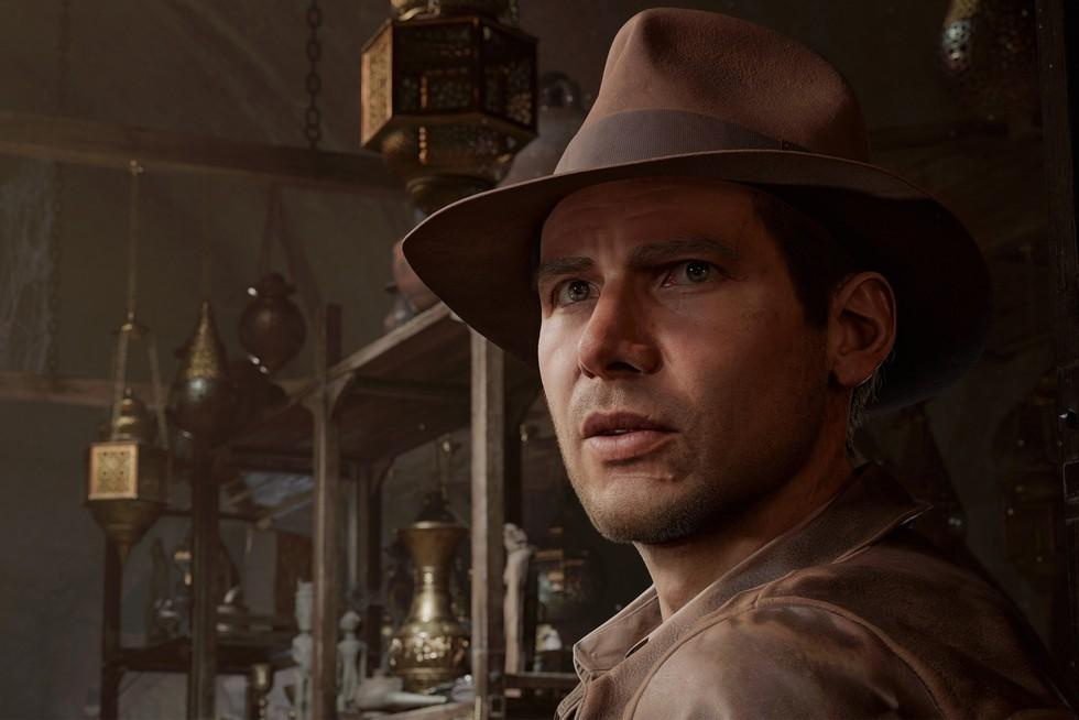 Indiana-Jones-and-the-Great-Circle-soundtrack Close up of Indiana Jones from Indiana Jones and the Great Circle.